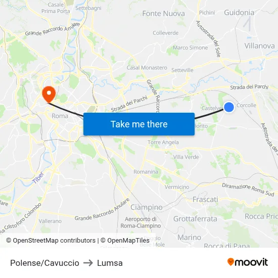 Polense/Cavuccio to Lumsa map