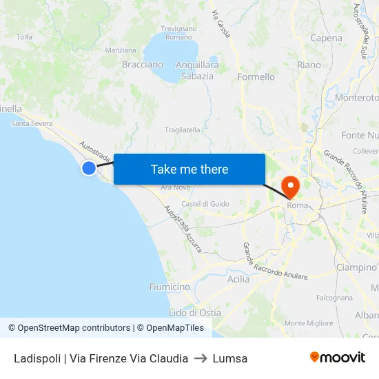 Ladispoli | Florence Street Via Claudia to Lumsa map