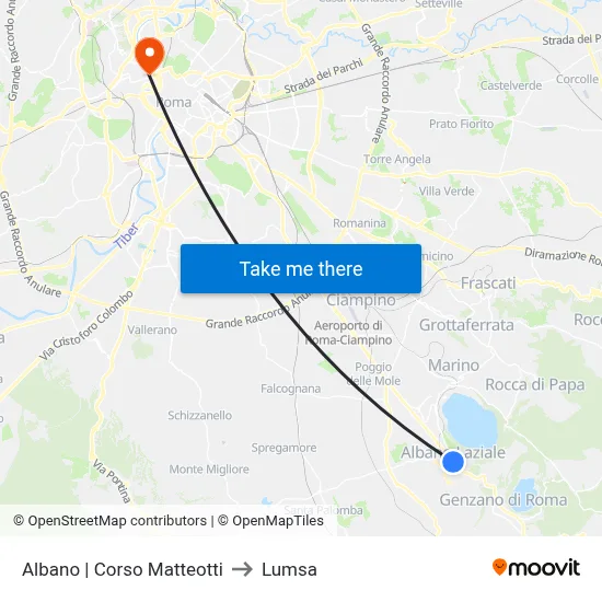 Albano | Matteotti Avenue to Lumsa map