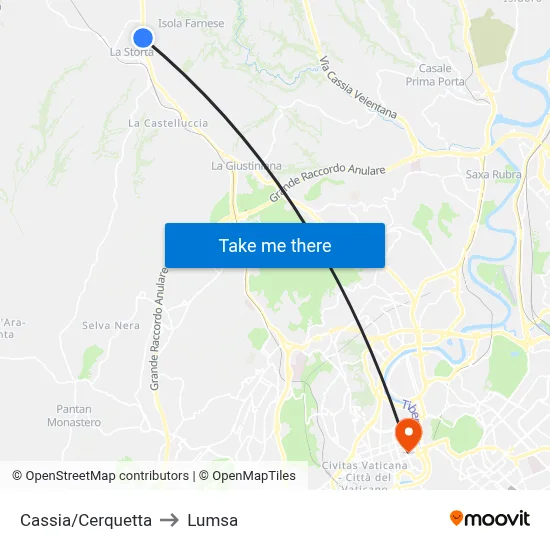 Cassia/Cerquetta to Lumsa map