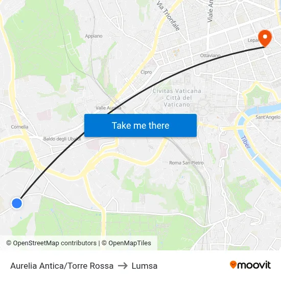 Ancient Aurelian/Red Tower to Lumsa map