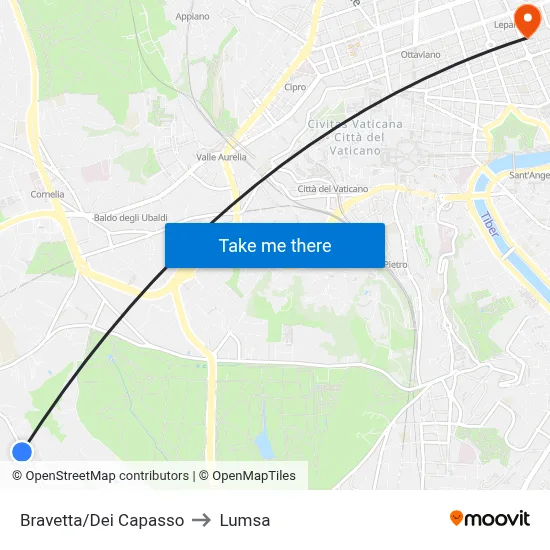 Bravetta/Dei Capasso to Lumsa map