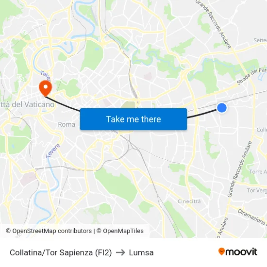Collatina/Tor Sapienza (Fl2) to Lumsa map