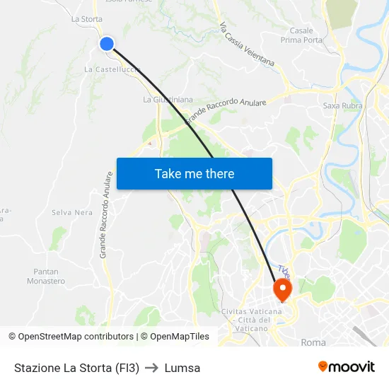 La Storta Station (FL3) to Lumsa map