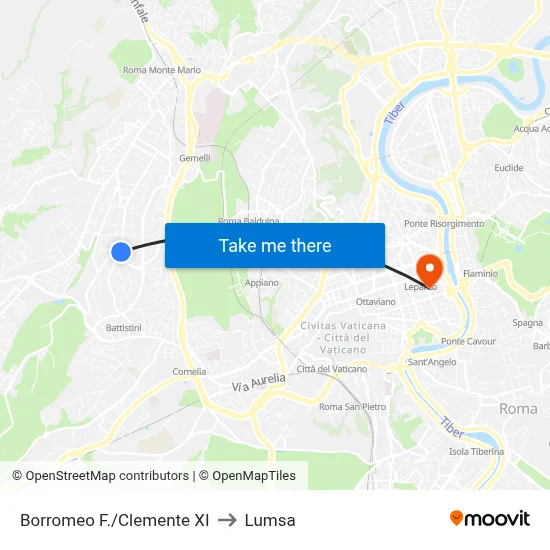 Borromeo F./Clemente XI to Lumsa map