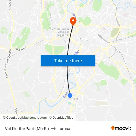 Val Fiorita/Parri (Metro-Rail) to Lumsa map