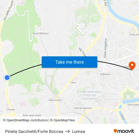 Pineta Sacchetti/Forte Boccea to Lumsa map