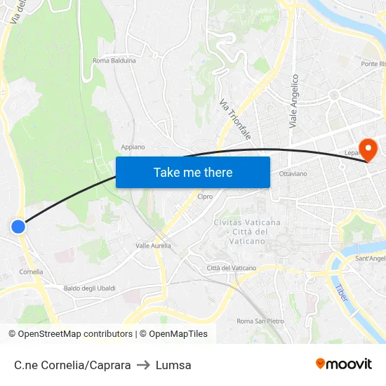 Cornelia Circle/Caprara to Lumsa map