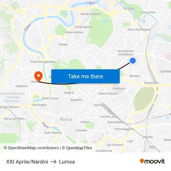 XXI April/Nardini to Lumsa map