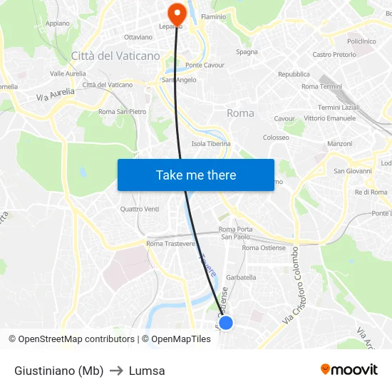 Giustiniano (Mb) to Lumsa map