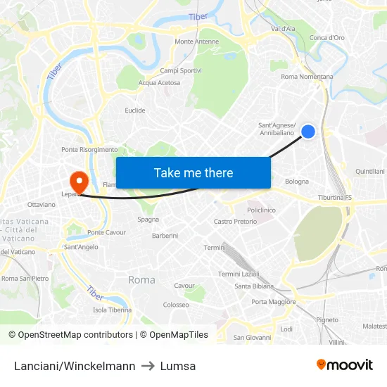 Lanciani/Winckelmann to Lumsa map