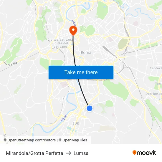 Mirandola/Grotta Perfetta to Lumsa map