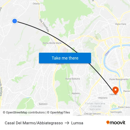 Casal Del Marmo/Abbiategrasso to Lumsa map