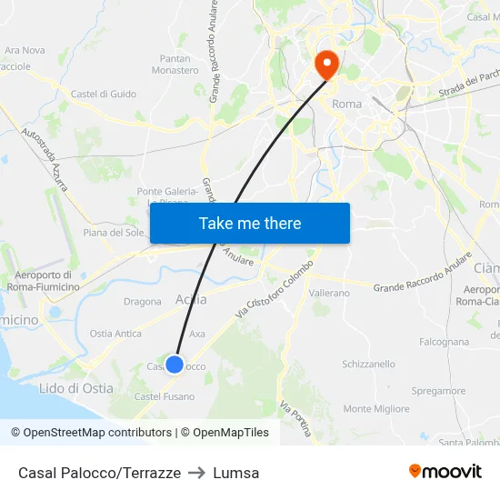 Casal Palocco/Terraces to Lumsa map