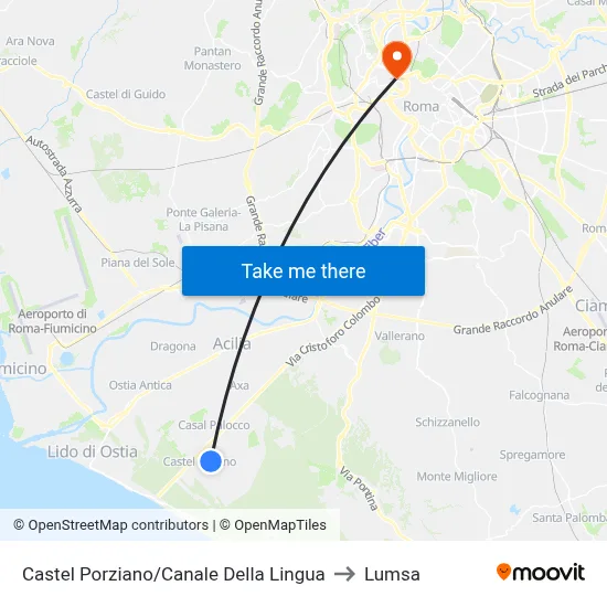 Castel Porziano/Canale Della Lingua to Lumsa map