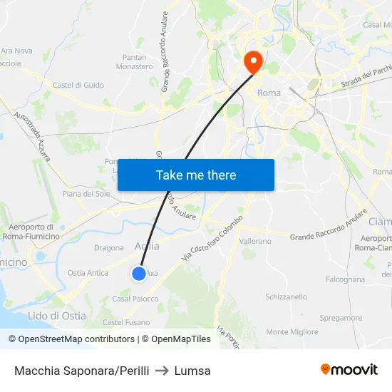 Macchia Saponara/Perilli to Lumsa map