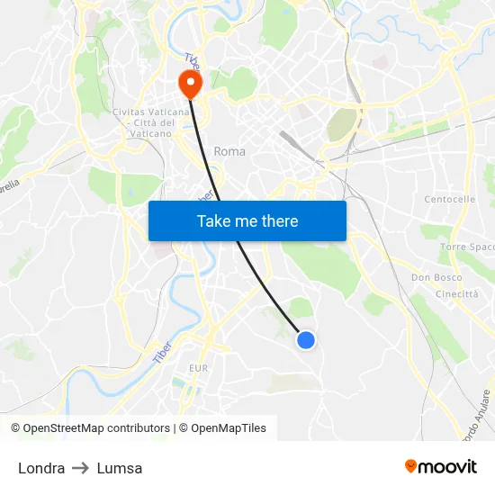 London to Lumsa map