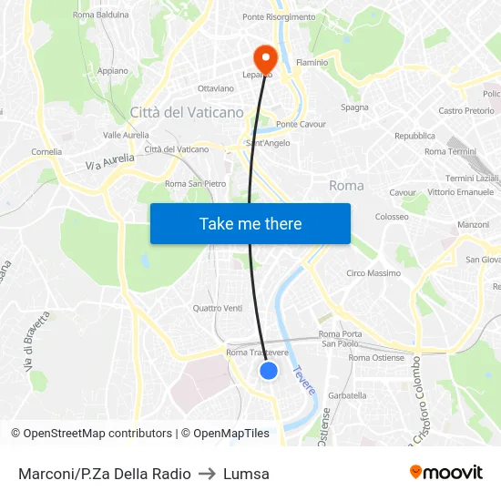 Marconi/P.Za Della Radio to Lumsa map