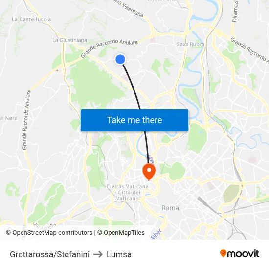 Grottarossa/Stefanini to Lumsa map