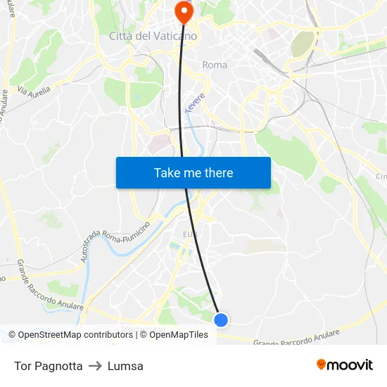 Tor Pagnotta to Lumsa map