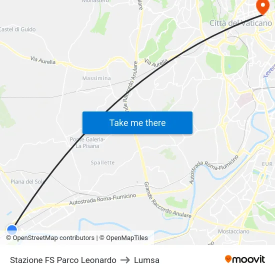 Stazione FS Parco Leonardo to Lumsa map