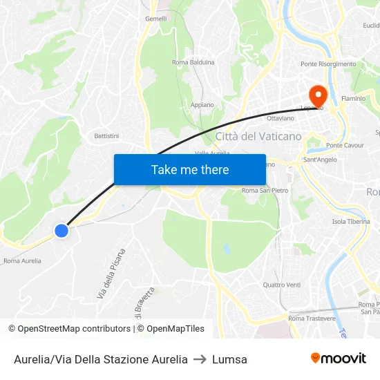 Aurelia/Via Della Stazione Aurelia to Lumsa map