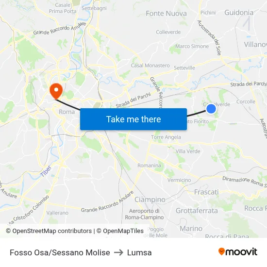 Fosso Osa/Sessano Molise to Lumsa map