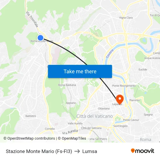 Monte Mario Station (FS-FL3) to Lumsa map