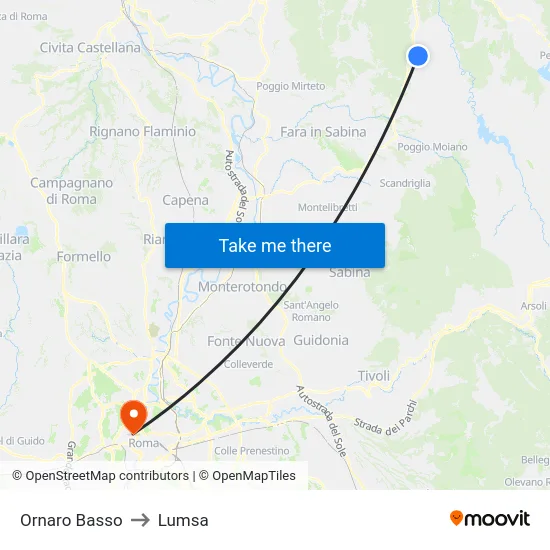 Ornaro Basso to Lumsa map