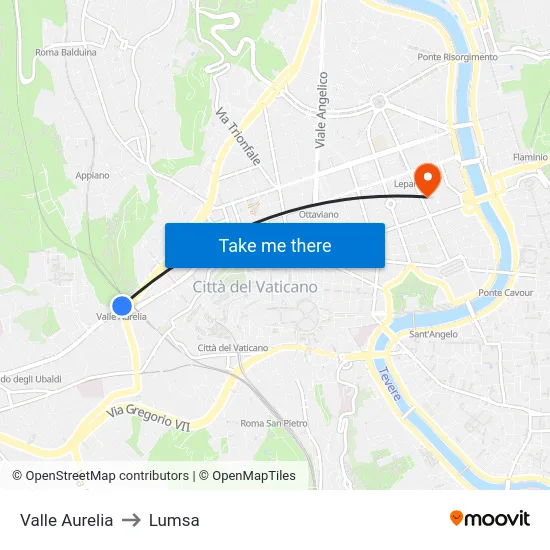 Valle Aurelia to Lumsa map