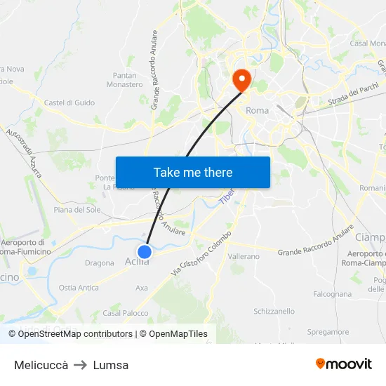 Melicuccà to Lumsa map