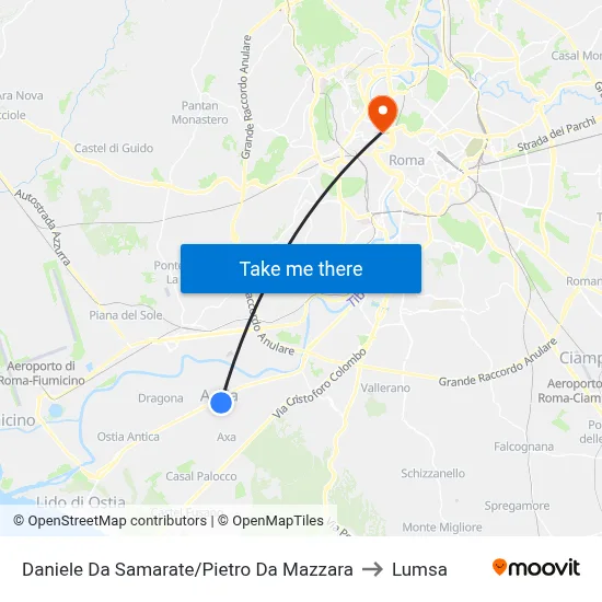 Daniele Da Samarate/Pietro Da Mazzara to Lumsa map