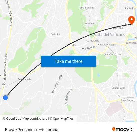 Brava/Pescaccio to Lumsa map