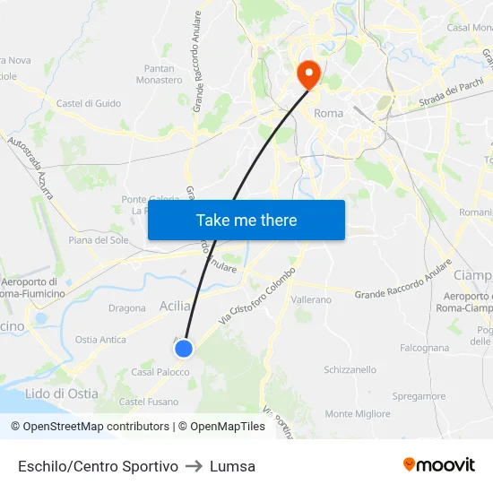 Eschilo/Sports Center to Lumsa map