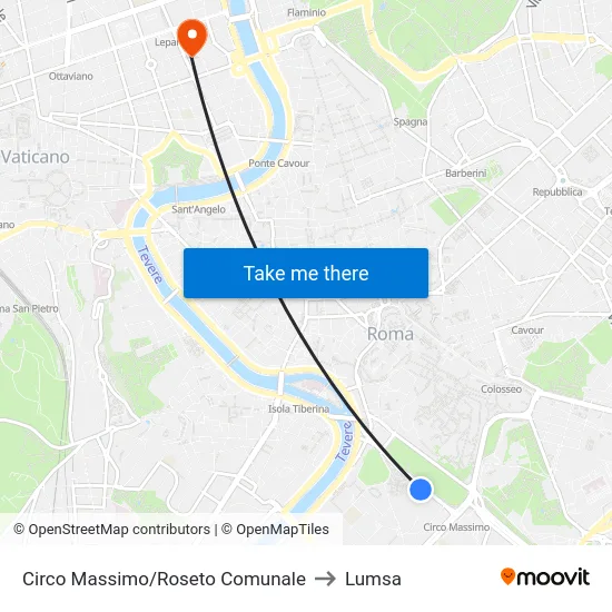 Circo Massimo/Roseto Comunale to Lumsa map