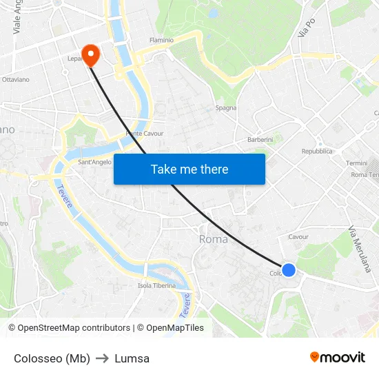 Colosseo (Mb) to Lumsa map