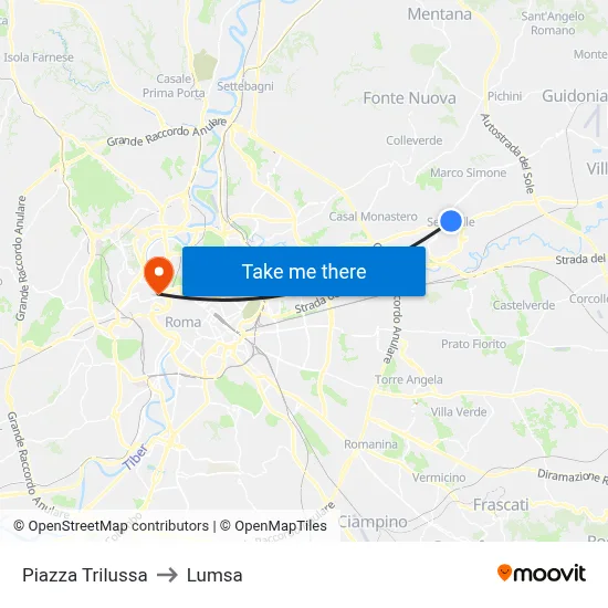 Trilussa Square to Lumsa map