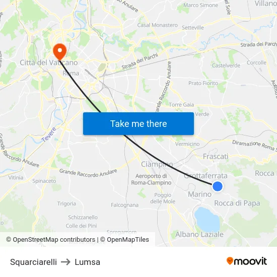 Squarciarelli to Lumsa map