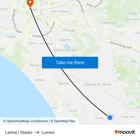 Latina | Stadio to Lumsa map