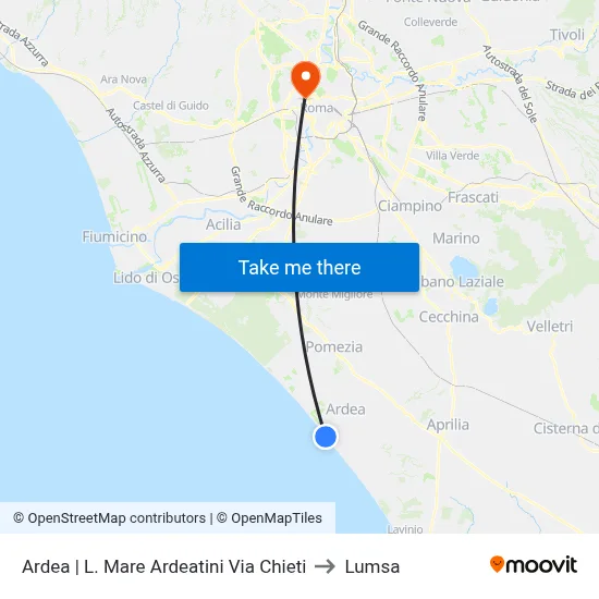 Ardea | Ardeatini Seafront Chieti Street to Lumsa map