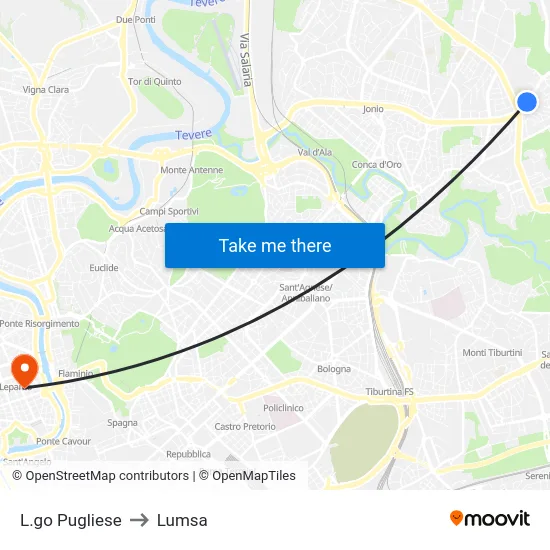 L.go Pugliese to Lumsa map