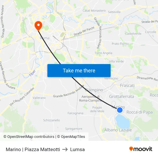 Marino Matteotti Square to Lumsa map