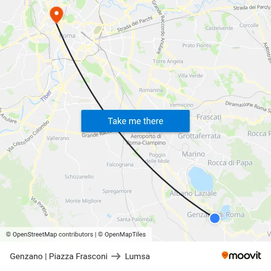 Genzano Frasconi Square to Lumsa map