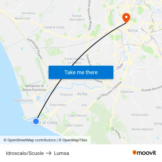 Idroscalo/Schools to Lumsa map