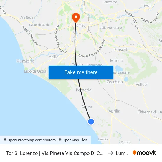 Tor S. Lorenzo | Via Pinete Via Campo Di Carne to Lumsa map