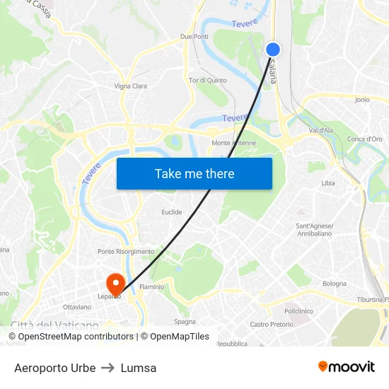 Aeroporto Urbe to Lumsa map