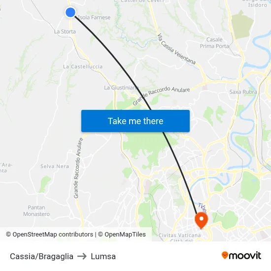 Cassia/Bragaglia to Lumsa map