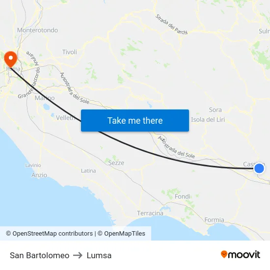San Bartolomeo to Lumsa map