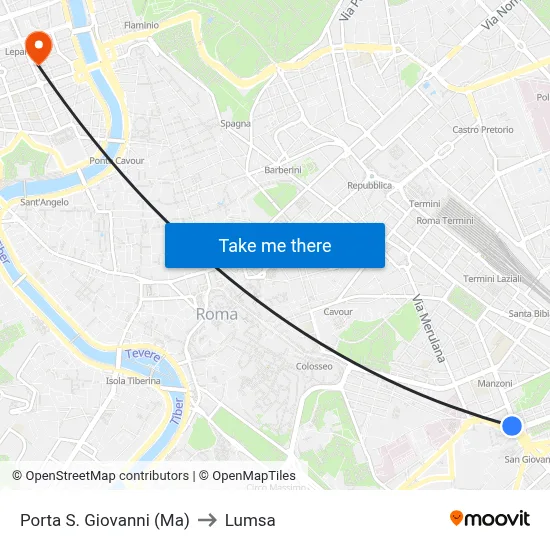 Porta San Giovanni (MA) to Lumsa map
