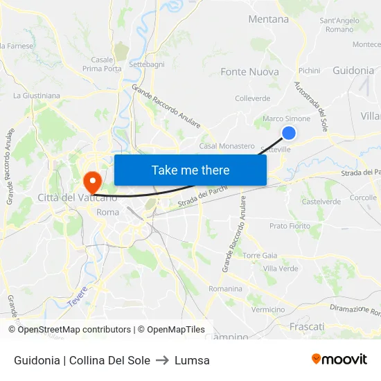 Guidonia | Collina Del Sole to Lumsa map